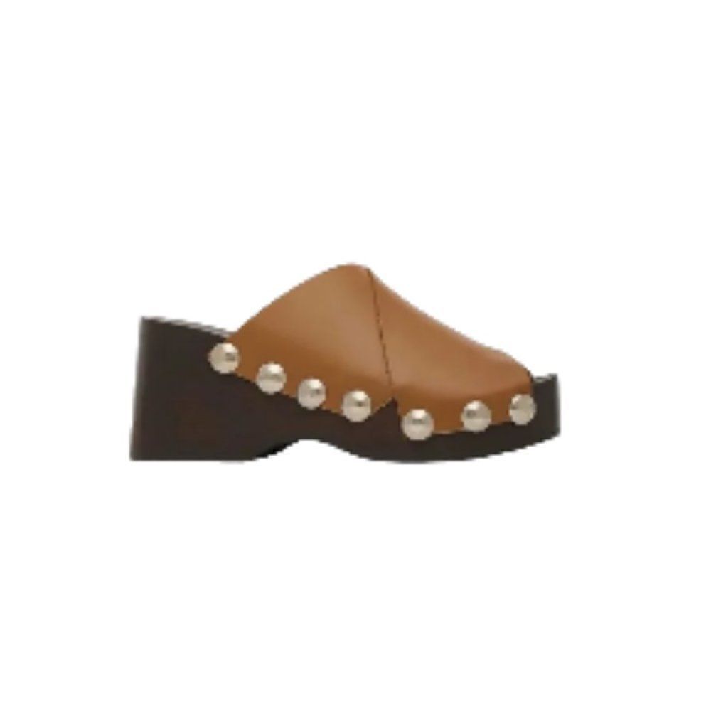 Ganni Retro Tiger's Eye Platform Wedge Slides Brown 37 NWT